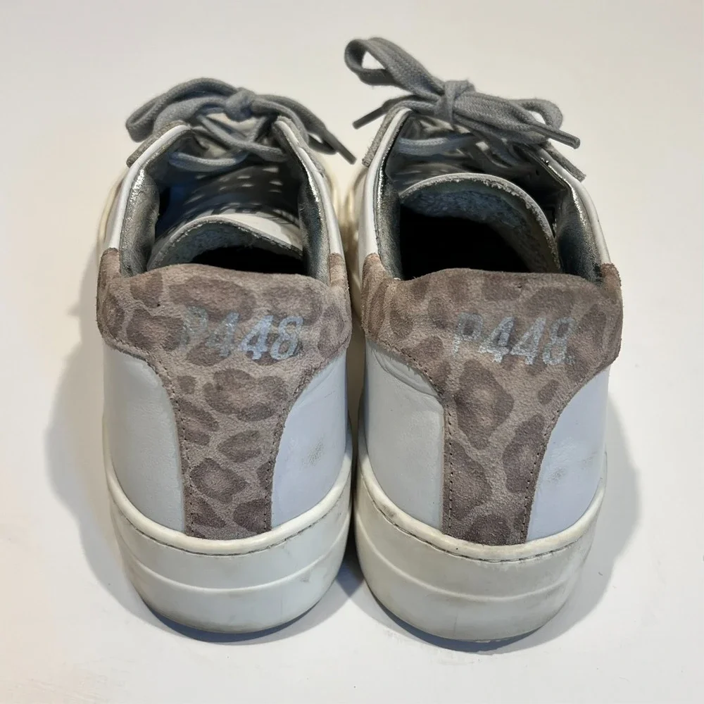 P448 Sneakers Shoes‎ Thea Platform Low Top Leopard Print Women's 37